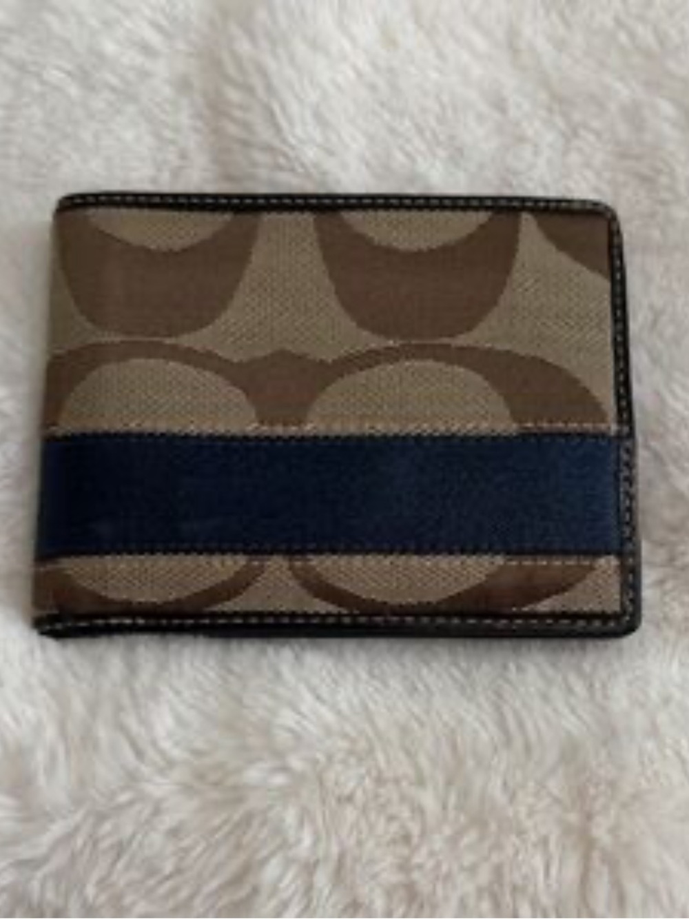 Authentic Coach Y2K Men’s Signature Canvas Bifold Wallet Monogram Legacy Stripe